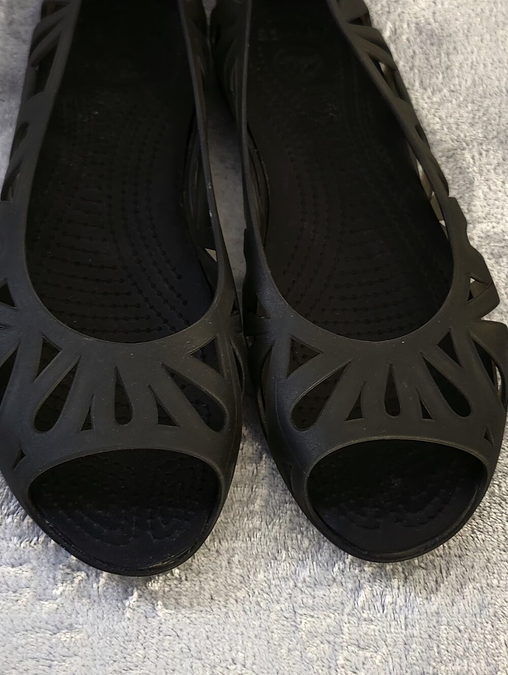 Crocs Adrina III Peep-Toe Jelly Flats Size:10 Color: Black - Picture 10 of 12